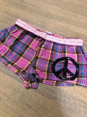 Victoria's Secret Pink y2k plaid mini shorts with sequin peace sign: Size S
